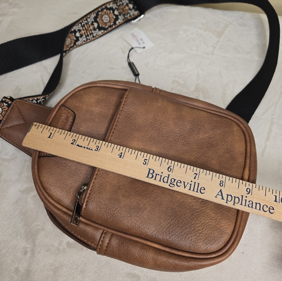 Bostanten Sling Bag Crossbody Brown Faux PU Leather - Picture 8 of 11